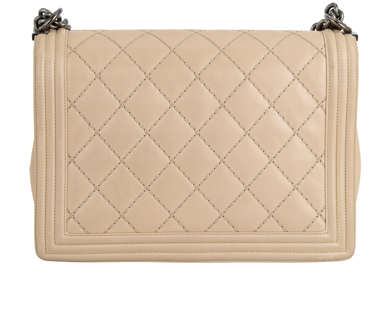 Large Boy Bag, &pound;1,950, Handbags, Beige, Leather, Back view